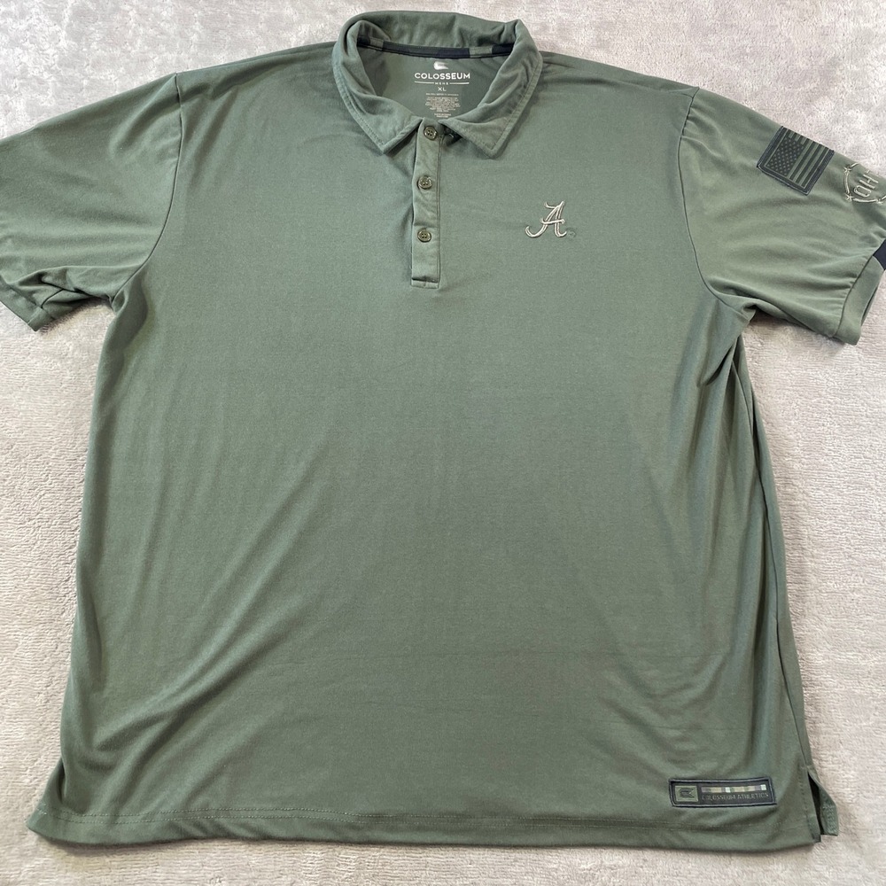 Alabama Crimson Tide Polo Shirt Mens XL Green OHT Military NCAA Colosseum